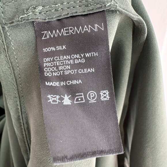 Zimmermann "Espionage" Tiered Satin Dress in Green, size "1" (Small) - Picture 11 of 16